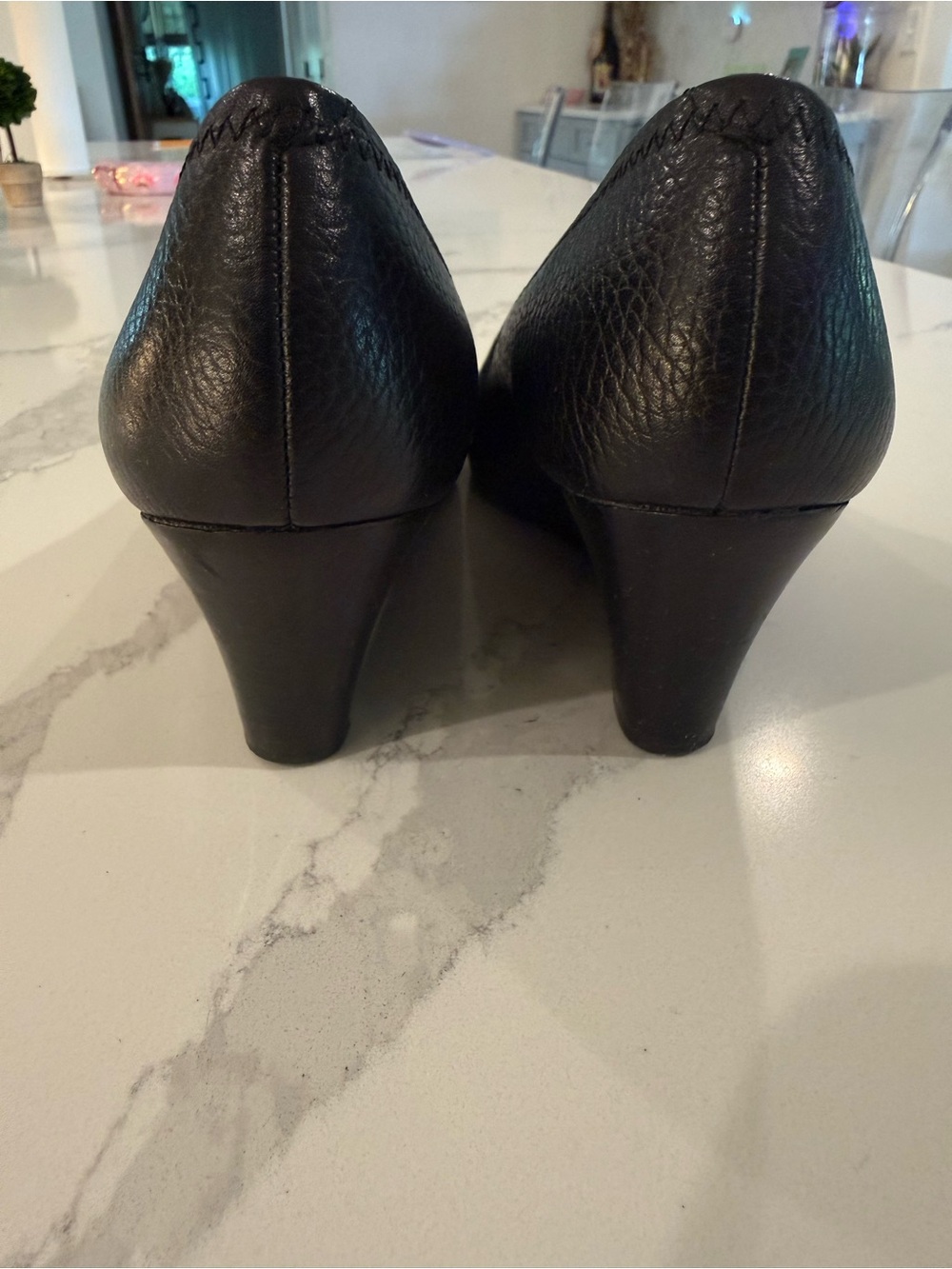 Tory Burch Black Leather Logo wedges - Picture 3 of 4